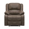 Modern Reclining Chair Brown Polished Microfiber Pillowtop Arms Solid Wood Frame 1pc Living Room Furniture