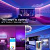 Bedroom LED Light 50 Feet Music Sync Color Changing Light with Remote Control & App Control RGB Strip for Room Home Party Decoration