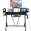 Multifunctional E-Sport Gaming Desk with Headset Hook and Cup Holder