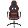 Gaming Chair with Footrest Black and Red Fabric