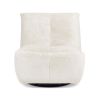 Rearden 35.5" Swivel Glider Manual Recliner Gaming Lounge Chair, Pearl White Short Faux Fur