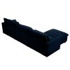 Corduroy Sectional Sofa, L Shaped Couch with Storage Footstool and 3 Pillow, Sectional Couch for Living Room Apartment, Bule