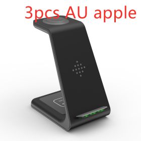 3 In 1 Fast Charging Station Wireless Charger Stand Wireless Quick Charge Dock For Phone Holder (Option: Black 3pcs-Apple AUplug)