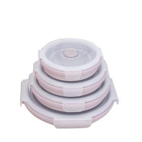 Silicone lunch box (Option: Pink-550ml)