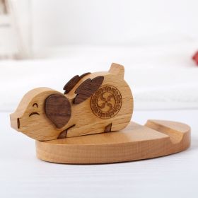 Creative  Mobile Phone Toma Back With Coin Beech Wood Lazy Phone Holder Custom Lettering (Option: 12style)