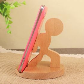 Creative  Mobile Phone Toma Back With Coin Beech Wood Lazy Phone Holder Custom Lettering (Option: 3 Style)