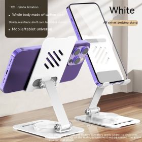 360 Degrees Rotate Metal Desk Mobile Phone Holder Stand For Phone Pad Adjustable Desktop Tablet Holderl Table Cell Phone Stand (Color: White)