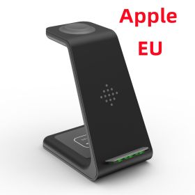 3 In 1 Fast Charging Station Wireless Charger Stand Wireless Quick Charge Dock For Phone Holder (Option: Black-Apple EU plug)