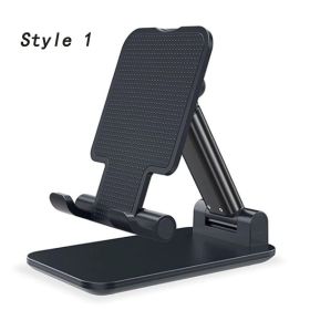 Metal Desktop Tablet Holder Table Cell Foldable Extend Support Desk Mobile Phone Holder Stand For iPhone iPad Adjustable (Color: Black)