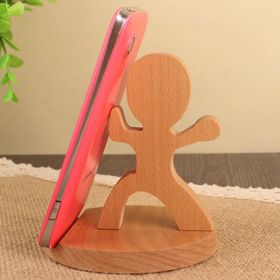 Creative  Mobile Phone Toma Back With Coin Beech Wood Lazy Phone Holder Custom Lettering (Option: 4 Style)