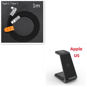 3 In 1 Fast Charging Station Wireless Charger Stand Wireless Quick Charge Dock For Phone Holder (Option: Black Set4-Apple US plug)