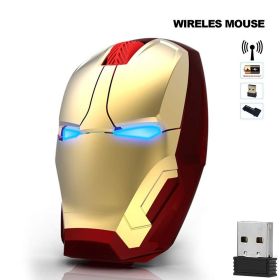 Wireless Mice Iron Man Mouse Mouses Computer Button Silent Click 800/1200/1600/2400DPI Adjustable USB Optical Mice For Computer (Color: gold)