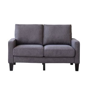 Modern Living Room Furniture Loveseat in Fabric (Color: DARK GREY)