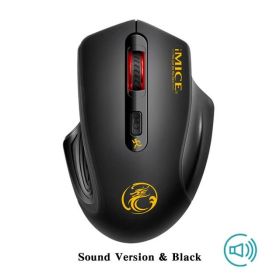 USB 3.0 Receiver Wireless Mouse 2.4G Silent Mouse 4 Buttons 2000DPI Optical Computer Mouse Ergonomic Mice For Laptop PC (Color: Black Sound)