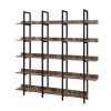 5 Tier Bookcase Home Office Open Bookshelf, Vintage Industrial Style Shelf with Metal Frame, MDF Board