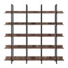 5 Tier Bookcase Home Office Open Bookshelf, Vintage Industrial Style Shelf with Metal Frame, MDF Board