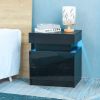 Modern LED Nightstand with 2 High Gloss Drawers and RGB Lights ‚Äì Wood LED Bedside Table for Bedroom, Living Room, Children's Room