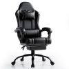 Video Game Chairs for Adults, PU Leather Gaming Chair with Footrest, 360¬∞Swivel Adjustable Lumbar Pillow Gamer Chair