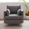 29.5 "W Modern Fabric Decorative Chair Armchair Upholstered Reading Chair Single Sofa Casual Club Chair with Solid Wooden Feet and 2 Pillow