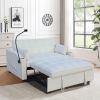 Modern Velvet Loveseat Futon Sofa Couch w/Pullout Bed,Small Love Seat Lounge Sofa with adjustable Reclining Backrest,Toss Pillows, Pockets