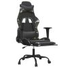 Massage Gaming Chair with Footrest Black&Camouflage Faux Leather