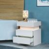 Modern LED Nightstand with 2 High Gloss Drawers and RGB Lights ‚Äì Wood LED Bedside Table for Bedroom, Living Room, Children's Room