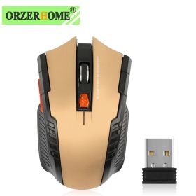 2.4GHz Wireless Mouse Optical Mice with USB Receiver Gamer 1600DPI 6 Buttons Mouse For Computer PC Laptop Accessories (Color: gold)