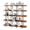 5 Tier Bookcase Home Office Open Bookshelf, Vintage Industrial Style Shelf with Metal Frame, MDF Board