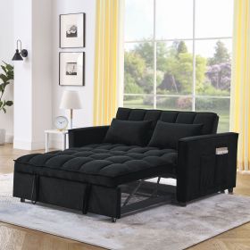 Sleeper Sofa, Convertible Sofa, Recliner, Bed, 3-in-1, 3-Position Adjustable Backrest, 2-Seater Sectional, Two Side Pockets, 2 Pillows for Living Room (Color: as Pic)