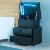 Modern LED Nightstand with 2 High Gloss Drawers and RGB Lights ‚Äì Wood LED Bedside Table for Bedroom, Living Room, Children's Room