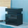 Modern LED Nightstand with 2 High Gloss Drawers and RGB Lights ‚Äì Wood LED Bedside Table for Bedroom, Living Room, Children's Room