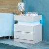 Modern LED Nightstand with 2 High Gloss Drawers and RGB Lights ‚Äì Wood LED Bedside Table for Bedroom, Living Room, Children's Room