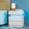 Modern LED Nightstand with 2 High Gloss Drawers and RGB Lights ‚Äì Wood LED Bedside Table for Bedroom, Living Room, Children's Room