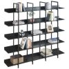 5 Tier Bookcase Home Office Open Bookshelf, Vintage Industrial Style Shelf with Metal Frame, MDF Board