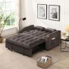 Modern Velvet Loveseat Futon Sofa Couch w/Pullout Bed,Small Love Seat Lounge Sofa with adjustable Reclining Backrest,Toss Pillows, Pockets