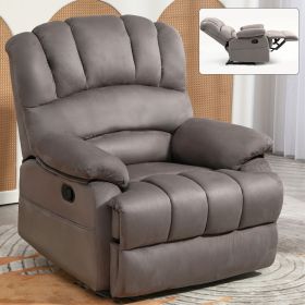 Large Manual Recliner Chair in Fabric for Living Room, Grey (Color: as Pic)