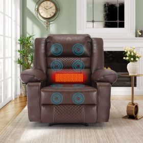 Breathable Leather Massage Recliner Chair Manual Living Room Reclining Sofa (Color: as Pic)