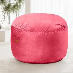 RAINBEAN Bean Bag Chair,Deluxe Velvet Super Soft Lazy Sofa Fur with Memory Foam Filled (Color: Pink)