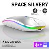 Rechargeable Bluetooth Wireless Mouse with 2.4GHz USB RGB 1600DPI Mouse for Computer Laptop Tablet PC Macbook Gaming Mouse Gamer