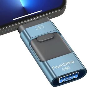 128GB USB Flash Drive; Photo Memory Stick External Storage Thumb Drive Compatible With IPhone; IPad; Android; Tablet; PC; Computer; Devices With Micro (Color: Blue)