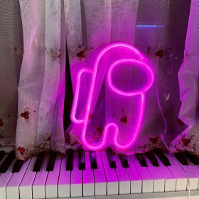 1pc, Neon Sign Space Man Shape Lamp, Size 9.8x6.8in(about 25x17.5cm) For Wall Decoration (Model: Bright Neon Shape (astronaut) Battery/USB Power Supply, Color: Pink)