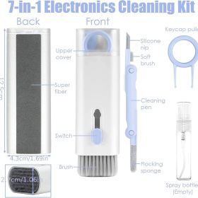 Apc Accessories Laptop Cleaner Keyboard Cleaner Kit With Brush; 7 In 1 Electronic Cleaner Kit For Airpod Pro Earbuds Phone Computer (Color: Blue)