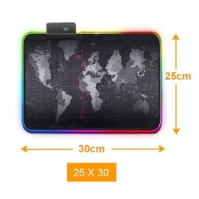 RGB Mouse Pad Gaming Mousepad Gamer Large Desk Backlit Mats Computer Led Carpet Surface For The Mause Ped Xl Deskpad Protector (Color: RGB 250 x 300 mm, Ships From: China)