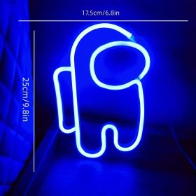 1pc, Neon Sign Space Man Shape Lamp, Size 9.8x6.8in(about 25x17.5cm) For Wall Decoration (Model: Bright Neon Shape (astronaut) Battery/USB Power Supply, Color: Blue)