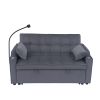 Modern Velvet Loveseat Futon Sofa Couch w/Pullout Bed,Small Love Seat Lounge Sofa with adjustable Reclining Backrest,Toss Pillows, Pockets